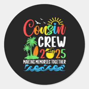 Sticker Rond Équipage Cousin 2025 Famille Réunion Vacances Corr