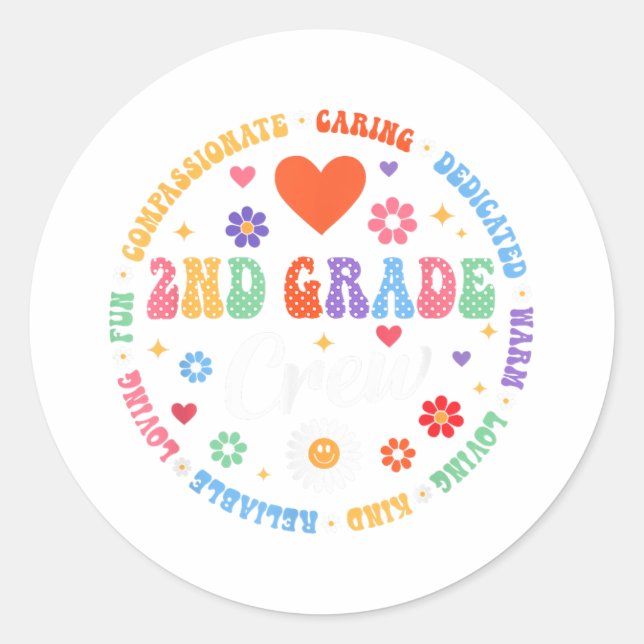 Sticker Rond Équipage de 2e année de retour à l'école Enseignan (Devant)