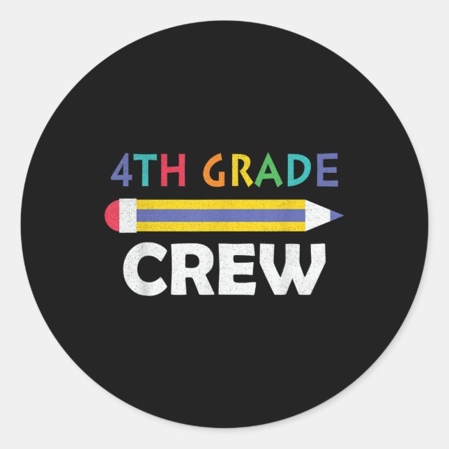 Sticker Rond Équipage de 4e année Mignon Retour à l'école  (Devant)