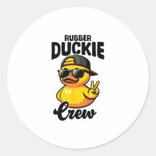 Sticker Rond Équipage de canard en caoutchouc Caneton cool Cana