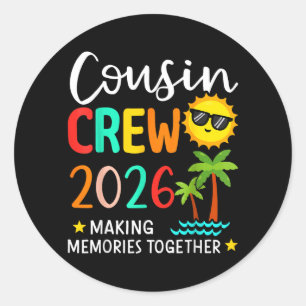 Sticker Rond Équipage de cousins 2026 Vacances d'été Plage Fami