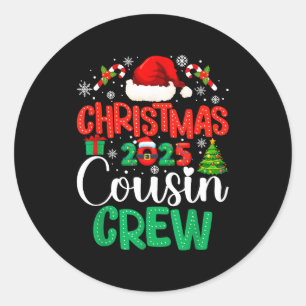 Sticker Rond Équipage de cousins Noël 2025 Xmas Drôle de famill