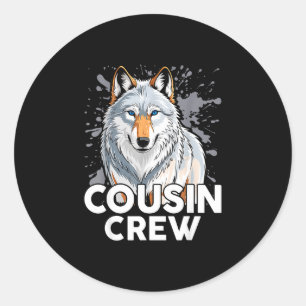 Sticker Rond Équipage de cousins réunion de famille groupe corr