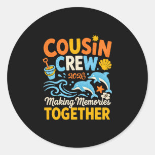 Sticker Rond Équipage de cousins vacances d'été 2026 famille pl
