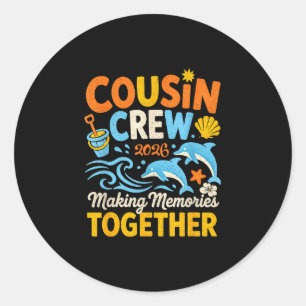Sticker Rond Équipage de cousins vacances d'été 2026 plage fami