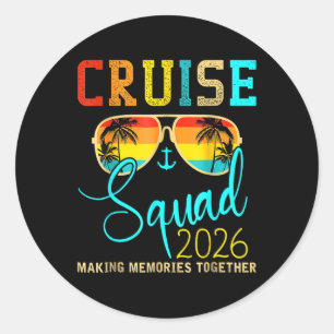 Sticker Rond Équipage de croisière 2026 Été Vacances Fa assorti