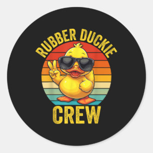 Sticker Rond Équipage de croisière canard en caoutchouc groupe