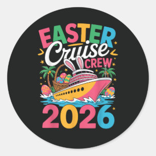 Sticker Rond Équipage de croisière de Pâques 2026 Vacances fami