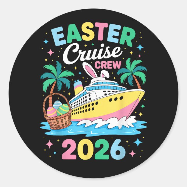 Sticker Rond Équipage de croisière de Pâques 2026 Vacances fami (Devant)