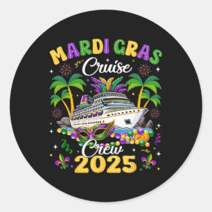 Sticker Rond Équipage de croisière Mardi Gras 2025 Voyage Nouve