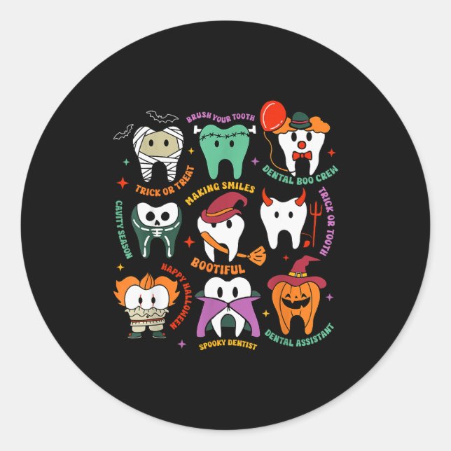 Sticker Rond Équipage de fantôme dentaire d'Halloween Costume d (Devant)