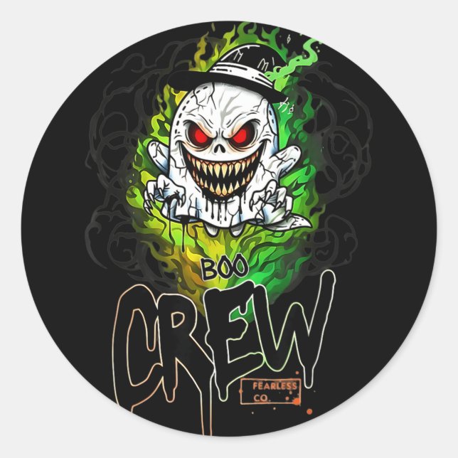 Sticker Rond Équipage de fantôme noir Halloween fantôme fantôme (Devant)