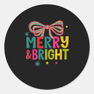 Sticker Rond Équipage de Noël Joyeux et Lumineux 2025 Famille D