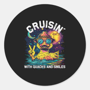 Sticker Rond Équipage de Rubber Duckie profitant de vacances su