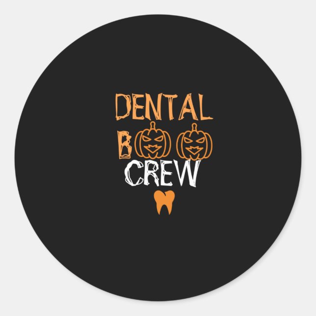 Sticker Rond Équipage Dental Boo-dentiste-halloween drôle (Devant)