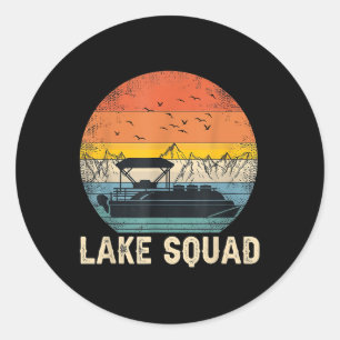 Sticker Rond Équipage du lac capitaine de bateau ponton vintage