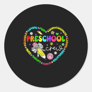Sticker Rond Équipage Préscolaire Retour À L'École Pré K Enseig