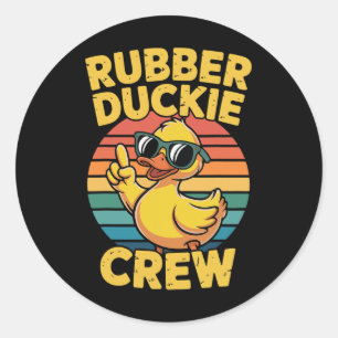 Sticker Rond Équipage Rubber Duckie Canard Rétro Canard Vintage