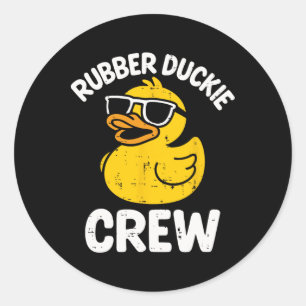 Sticker Rond Équipage Rubber Duckie Drôle Canard Jaune Cool Squ