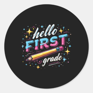 Sticker Rond Équipe 1ère année de retour à l'école tenue Breezy