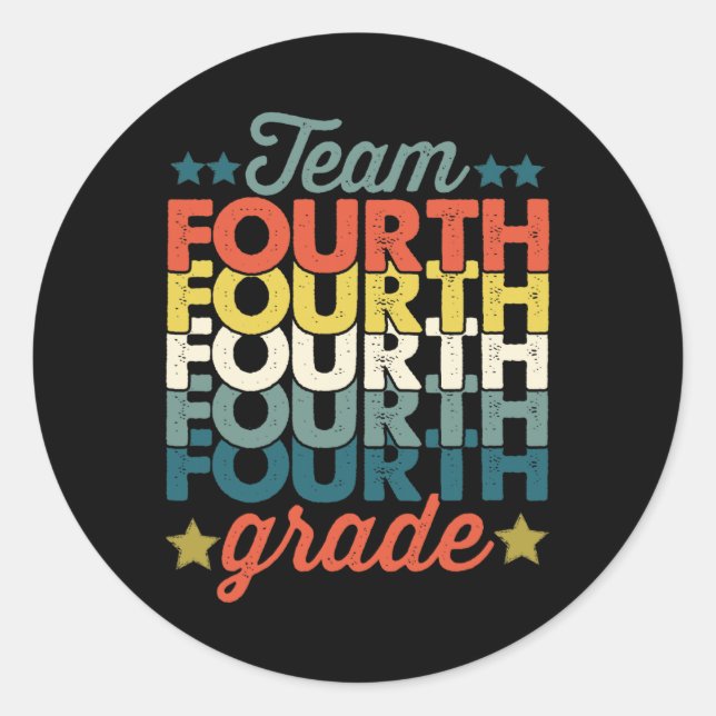 Sticker Rond Équipe 4e 4e année Retour à l'école Enseignants (Devant)