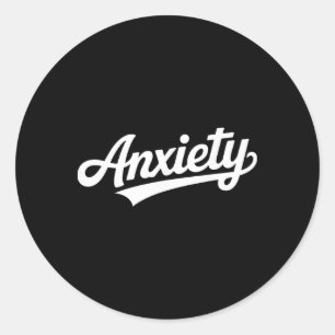 Sticker Rond Équipe Anxiété Rétro Script Santé Mentale Humour D