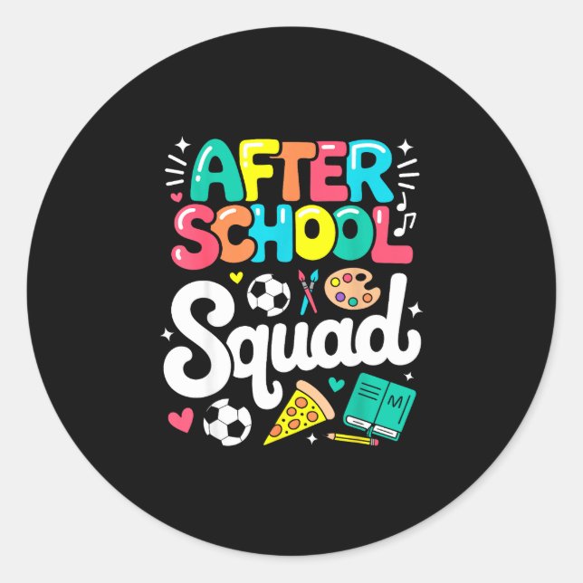 Sticker Rond Équipe après l'école retour à l'école activité ens (Devant)