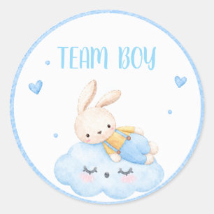 Sticker Rond Équipe aquarelle Garçon Lapin bleu Révélation du s