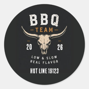 Sticker Rond 🐂 Équipe BBQ Smokehouse Restaurant Staff 🐂