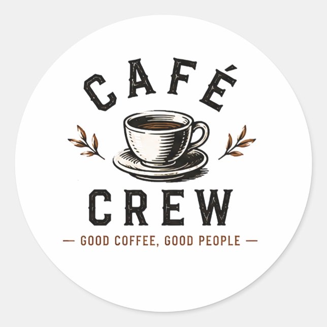 Sticker Rond ☕ Équipe Café Logo Café Vintage ☕ (Devant)