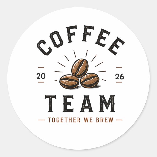 Sticker Rond ☕ Équipe Café Personnel de Café Uniforme Logo ☕ (Devant)