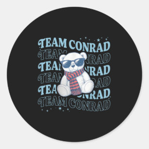 Sticker Rond Équipe Conrad Nom Monnaie Ours Pour Hommes Femmes