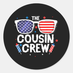 Sticker Rond Équipe Cousin 4 juillet Famille Patriotique Améric