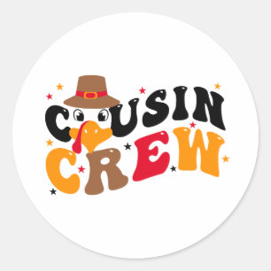 Sticker Rond Équipe Cousin Thanksgiving