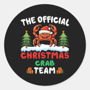 Sticker Rond Équipe Crabe de Noël - Crabe portant un chapeau de