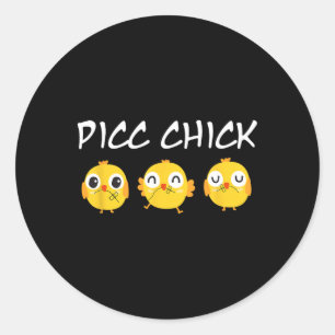 Sticker Rond Équipe d'accès vasculaire Picc Chick poulet mignon