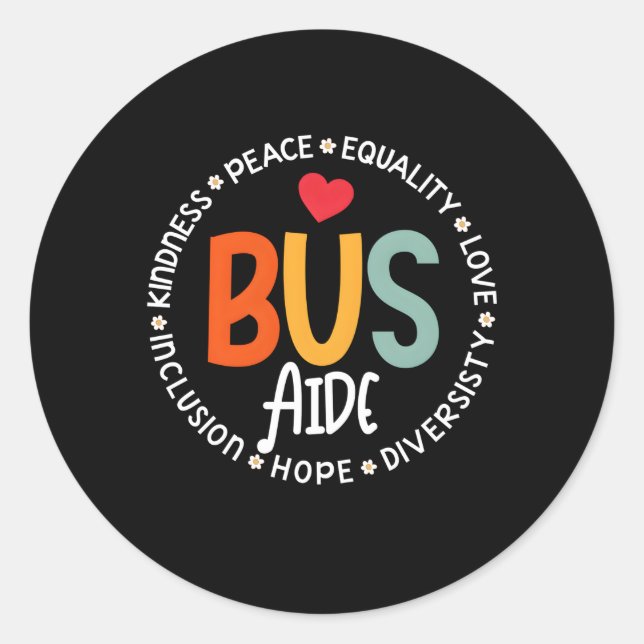 Sticker Rond Équipe D'Aide D'Autobus Pour Le Retour À L'École É (Devant)