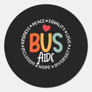 Sticker Rond Équipe D'Aide D'Autobus Pour Le Retour À L'École É