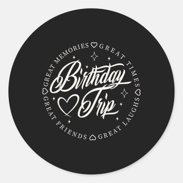 Sticker Rond Équipe d'anniversaire 2025 Chemise Famille amis Vo (Devant)