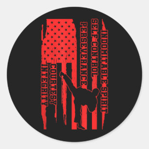 Sticker Rond Équipe d'artistes d'arts martiaux USA Taekwondo am