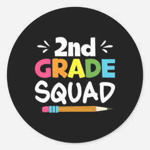 Sticker Rond Équipe de 2e année Deuxième enseignant Équipe d'él