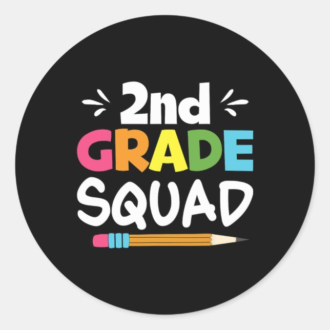 Sticker Rond Équipe de 2e année Deuxième enseignant Équipe d'él (Devant)