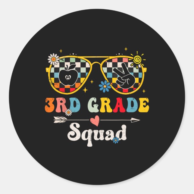 Sticker Rond Équipe de 3e année Mignonne Prof cool Élève Ck à  (Devant)