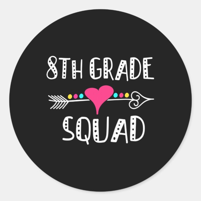 Sticker Rond Équipe de 8e année Enseignant Élève Équipe Retour  (Devant)