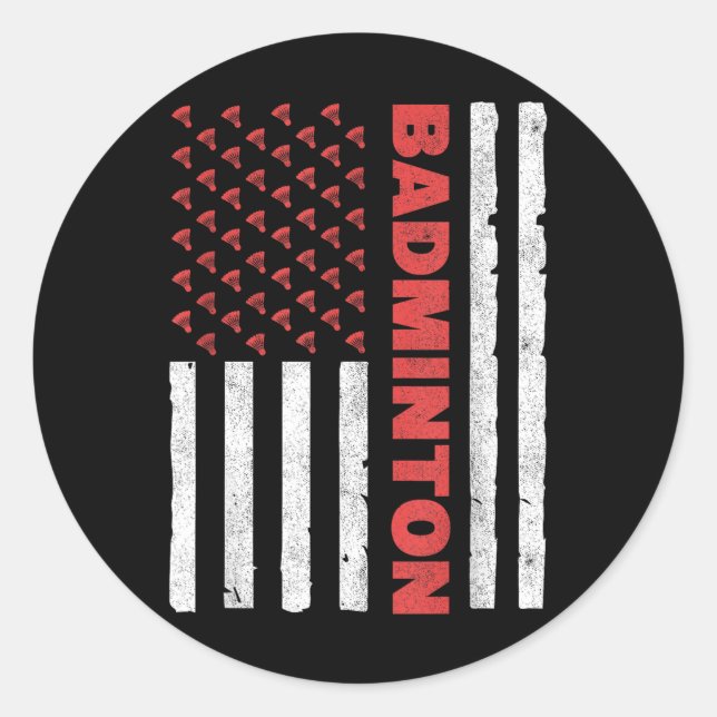 Sticker Rond Équipe de badminton Drapeau américain Usa Badminto (Devant)