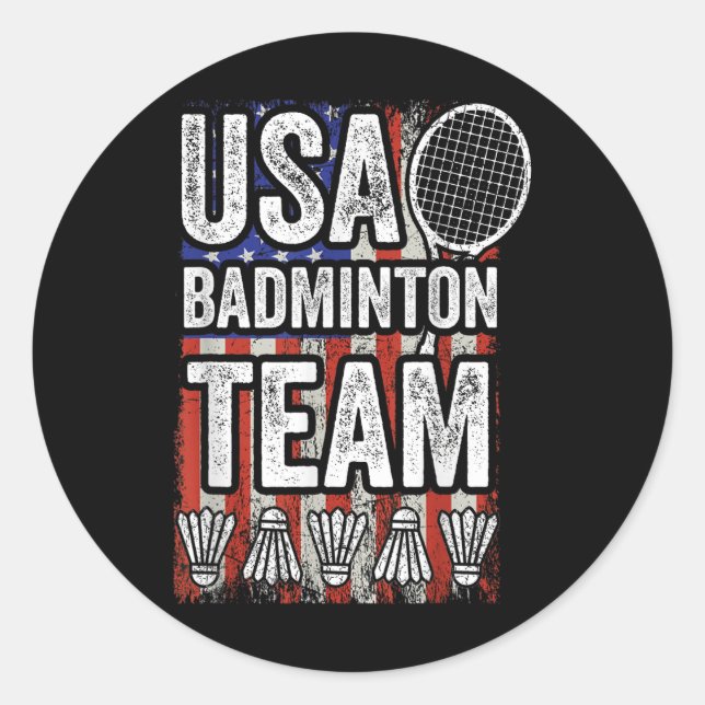 Sticker Rond Équipe de badminton Usa Drapeau américain Badminto (Devant)