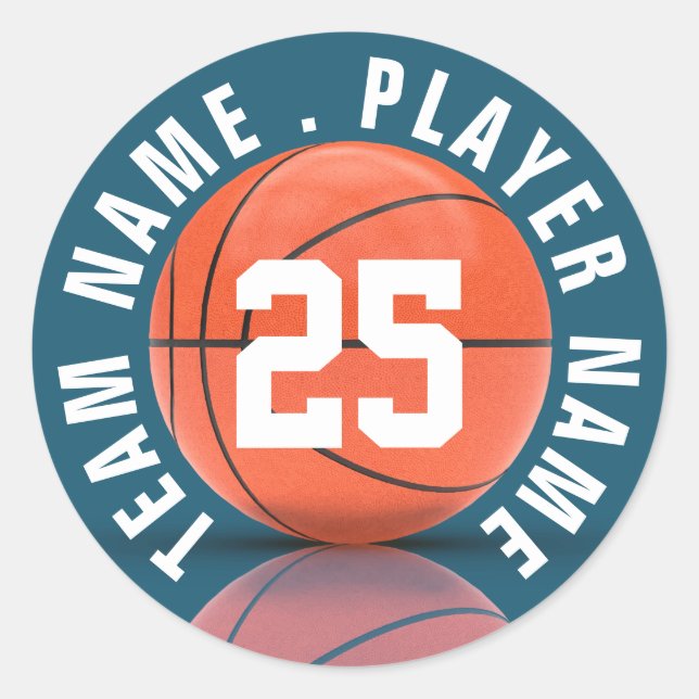 Sticker Rond Équipe de basketball personnalisée (Devant)