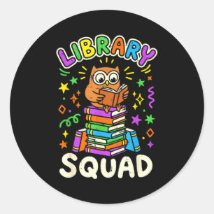 Sticker Rond Équipe de bibliothèque de hibou drôle amateur de l