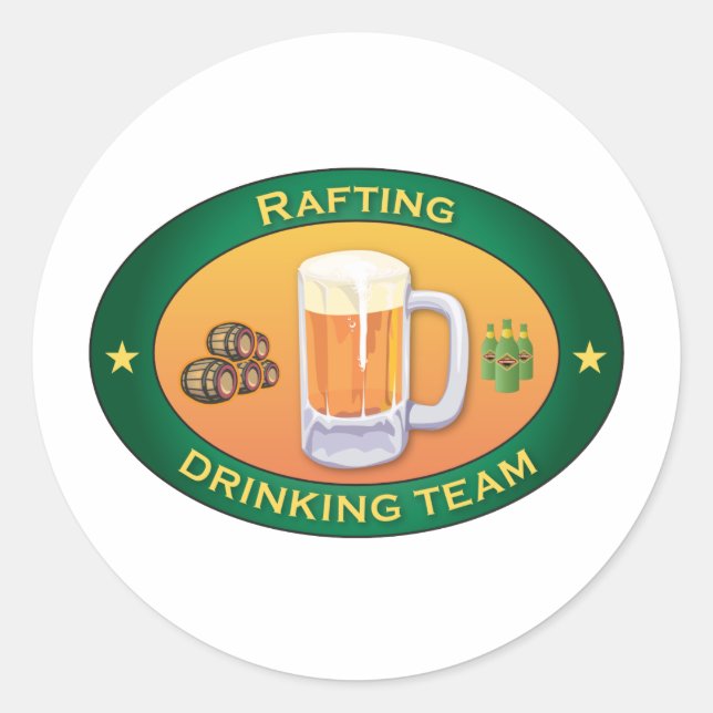 Sticker Rond Équipe de boisson de Rafting (Devant)