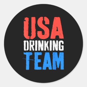 Sticker Rond Équipe De Boissons Usa Chemise Hommes Drôle 4 Juil